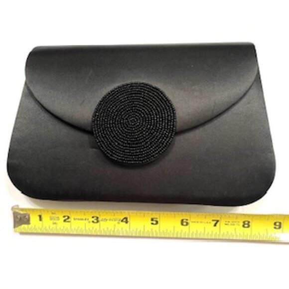 La Regale Black Satin Evening Clutch Bag (Vtg ) - Picture 6 of 7